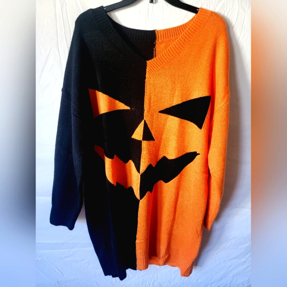 Shein 1X pumpkin sweater dress